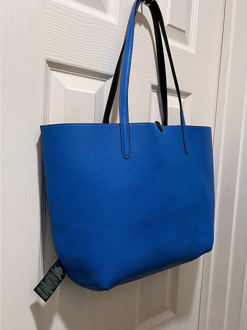 Polo by Ralph Lauren Reversible Black and Cobalt Blue Pebbled Tote Bag - Picture 5 of 8